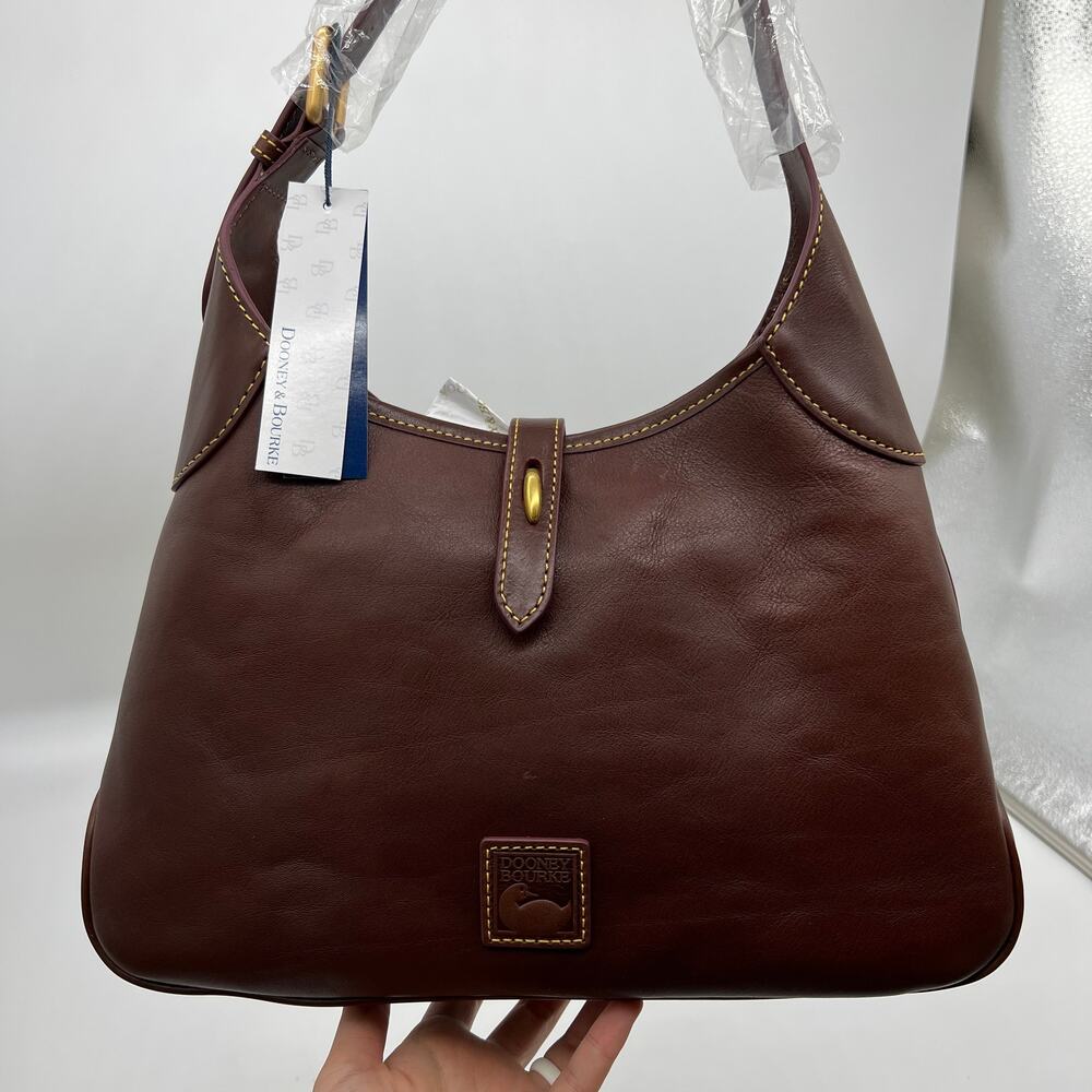 Dooney & Bourke Florentine Leather Crescent Hobo Women Purse Chestnut - Picture 3 of 16